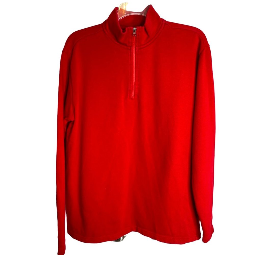 Junction West Men’s L Red Quarter Zip Pullover Sweatshirt Cotton Blend Casual